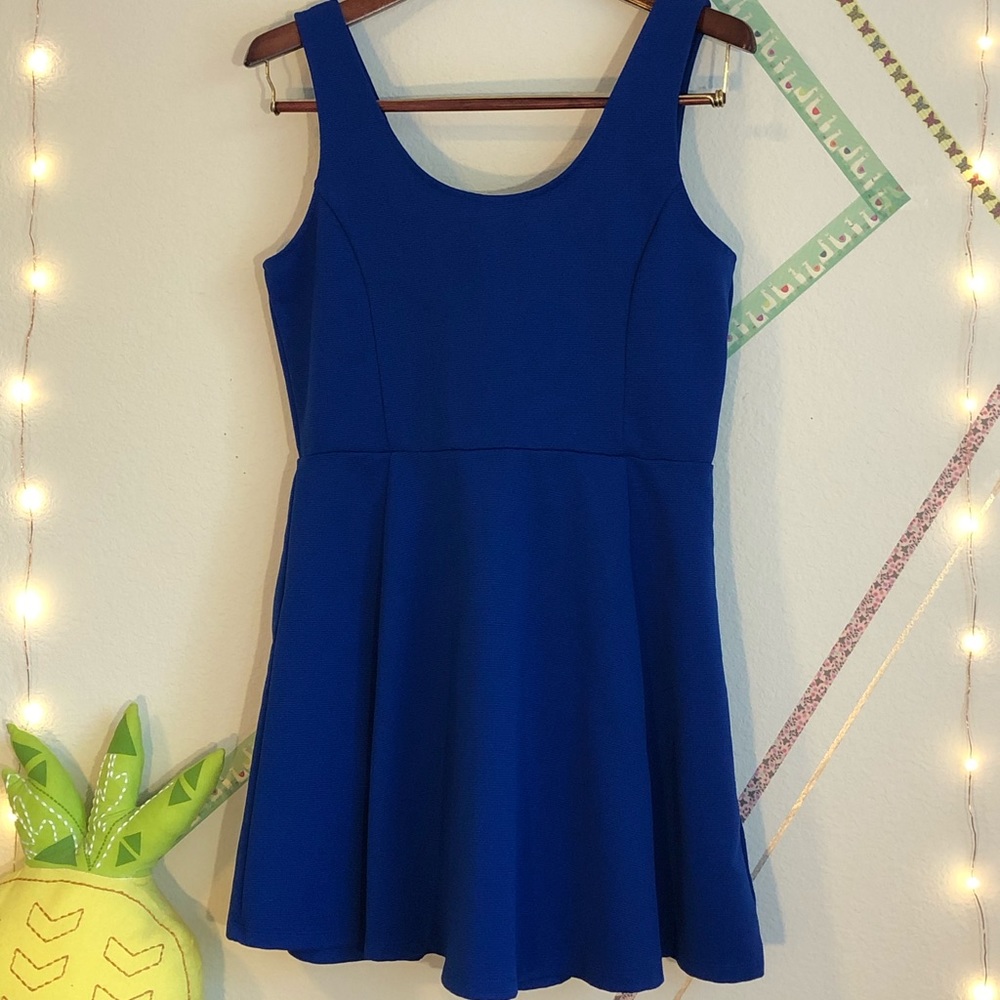 H&M DIVIDED | Cobalt Blue Skater Dress | 14